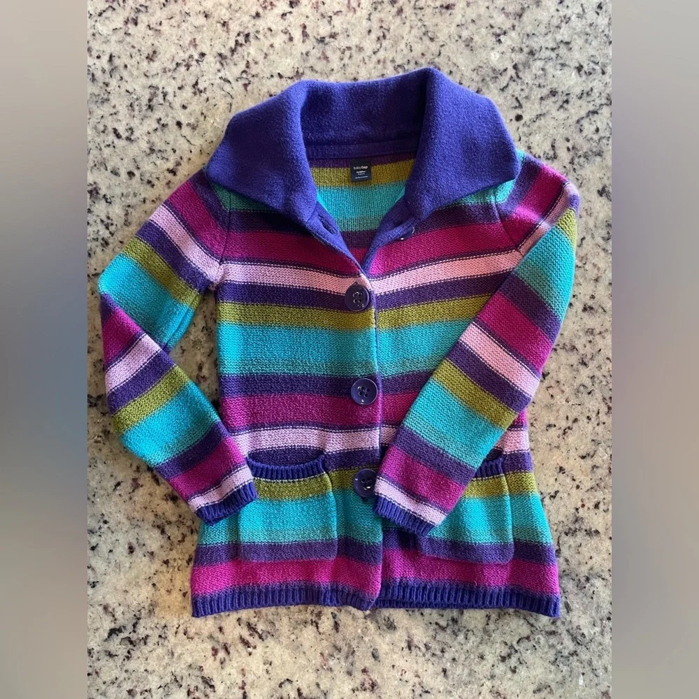 GAP Kids Multicolor cotton blend Striped cardigan Sweater size 4